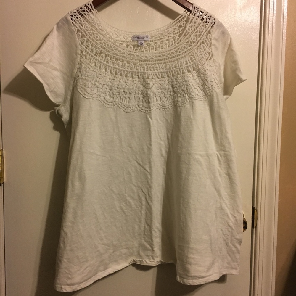 Cream crochet detail tee